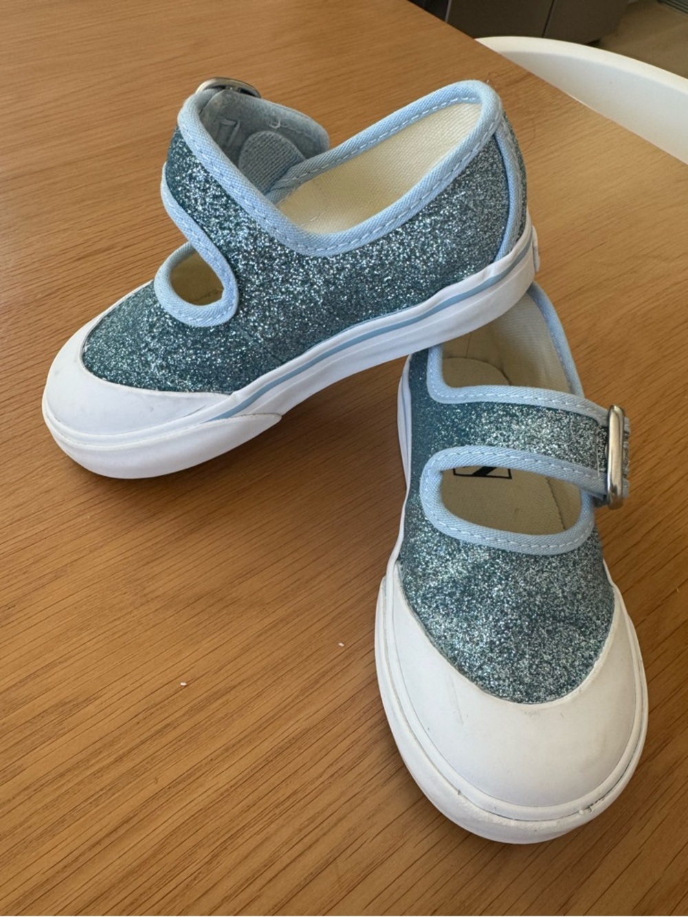 Toddler Vans Glitter Mary Jane Sneakers in Light Blue Sparkle